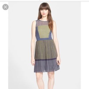 Halogen Print Fit & Flare Pleated Dress